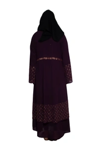 Humeira Abaya Dubai Style Stone Work Abaya Shrug in Al Nida Fabric Simple Sherwani Botton Chitta Double Abaya Purple - 54, Purple, 300 gms