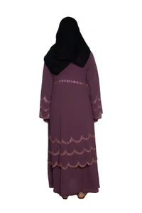 Humeira Abaya Dubai Style Stone Work Abaya Shrug in Al Nida Fabric Simple Sherwani Premium Pink Colour Botton Triple Layer Laher - 54, Pink Colour, 300 gms