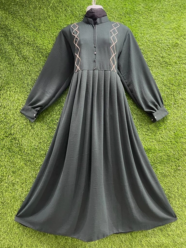 Humeira Abaya Traditional Embroidery Abaya Burkha in Premium Crush Fabric HA78DP GREEN - 54, GREEN, 300 Grams