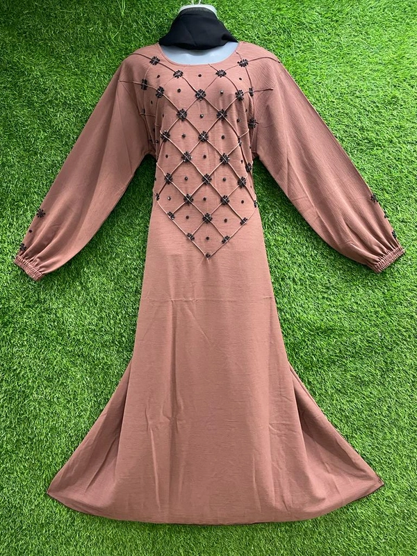 Humeira Abaya Traditional Hand Work Burkha in Premium Crush Fabric HA84DP PITCH - 54, PITCH, 300 Grams