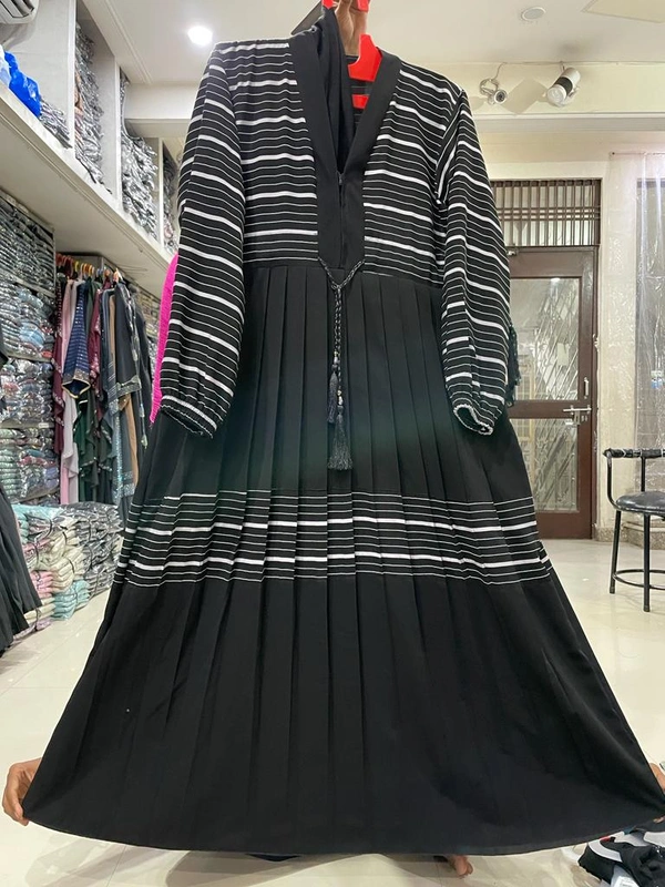 Humeira Abaya Traditional Simple Abaya Burkha in Al Nida Fabric HA103DP BLACK - 54, BLACK, 300 Grams