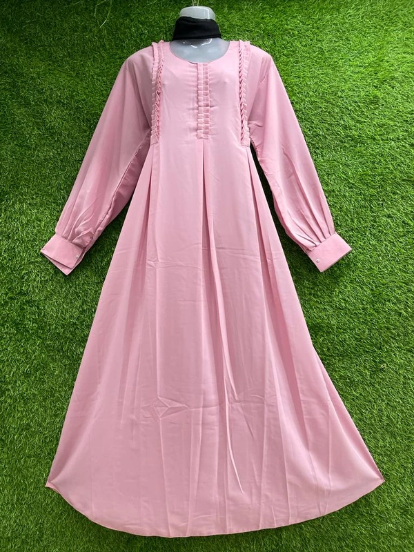 Humeira Abaya Traditional Simple Abaya Burkha in Premium Crush Fabric HA67DP PINK - 54, PINK, 300 Grams