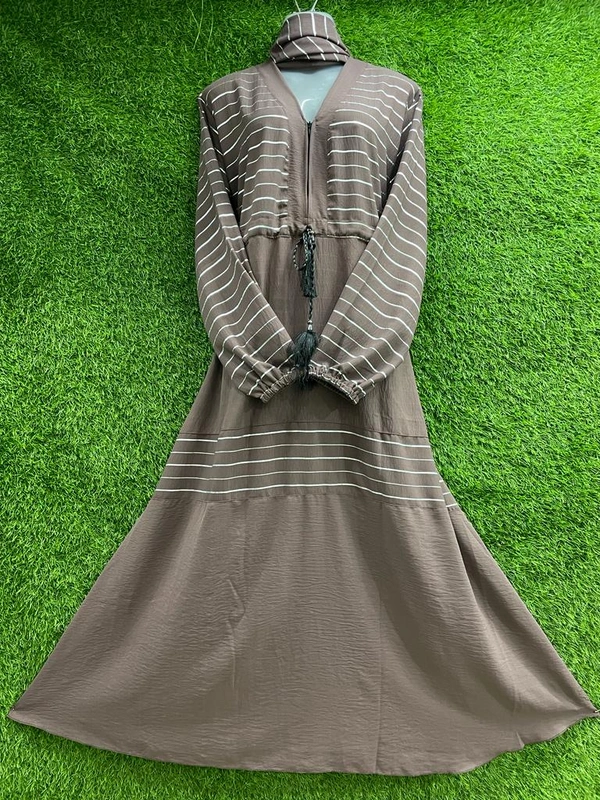 Humeira Abaya Traditional Simple Abaya Burkha in Premium Crush Fabric HA97DP BROWN - 54, BROWN, 300 Grams