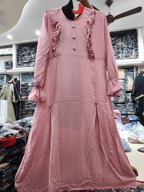 Humeira Abaya Traditional Simple Abaya Burkha in Premium Crush Fabric HA46DP PINK - 54, PINK, 300 Grams
