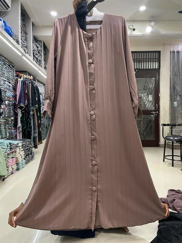 Humeira Abaya Traditional Simple Abaya Burkha in Premium Crush Fabric HA102DP BROWN - 54, BROWN, 300 Grams
