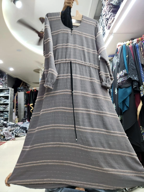 Humeira Abaya Traditional Simple Abaya Burkha in Premium Crush Fabric HA40DP GREY - 54, GREY, 300 Grams