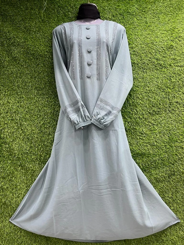 Humeira Abaya Traditional Stone Work Abaya Burkha in Premium Crush Fabric HA100DP SKY BLUE - 54, SKY BLUE, 300 Grams