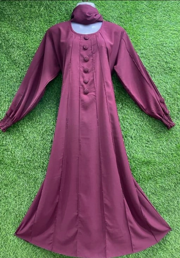 Humeira Abaya Traditional Stone Work Abaya Burkha in Al Nida Fabric HA64DP PINK - 54, PINK, 300 Grams