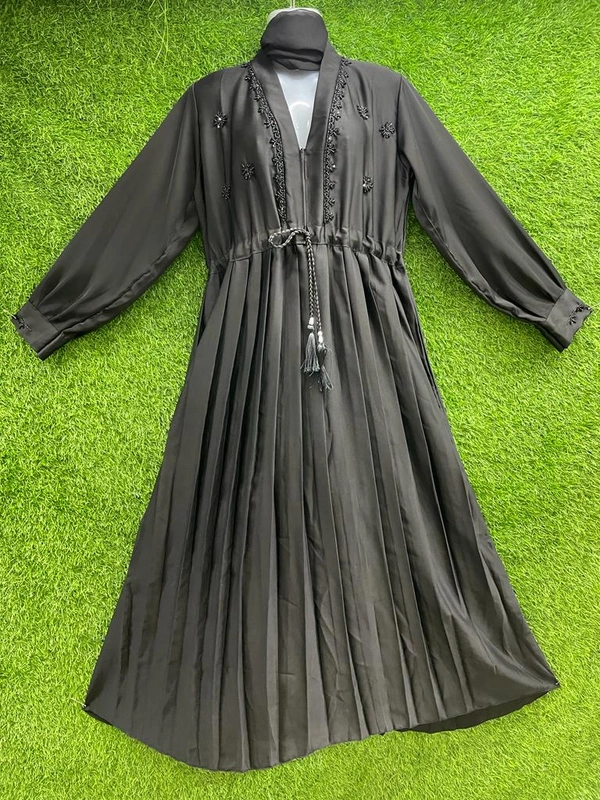 Humeira Abaya Traditional Stone Work Abaya Burkha in Firdous Fabric HA92DP BLACK - 54, BLACK, 300 Grams
