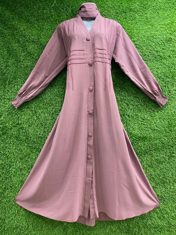 Humeira Abaya Traditional Stone Work Abaya Burkha in Premium Crush Fabric HA80DP PINK - 54, PINK, 300 Grams