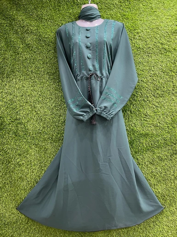 Humeira Abaya Traditional Stone Work Abaya Burkha in Firdous Fabric HA95DP BLUE - 54, BLUE, 300 Grams