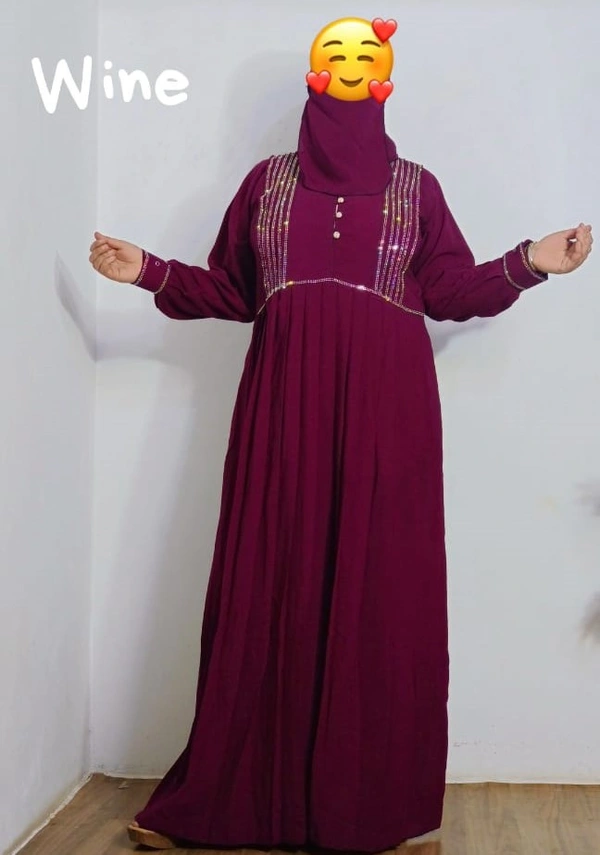 Humeira Abaya Traditional Stone Work Abaya Burkha in Firdous Fabric HA58DP PINK - 54, PINK, 300 Grams