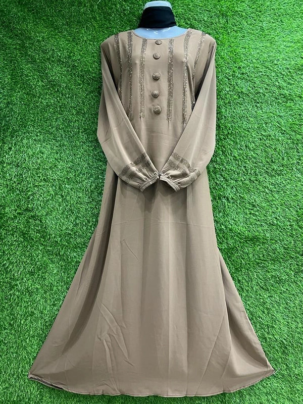 Humeira Abaya Traditional Stone Work Abaya Burkha in Firdous Fabric HA68DP BROWN - 54, BROWN, 300 Grams
