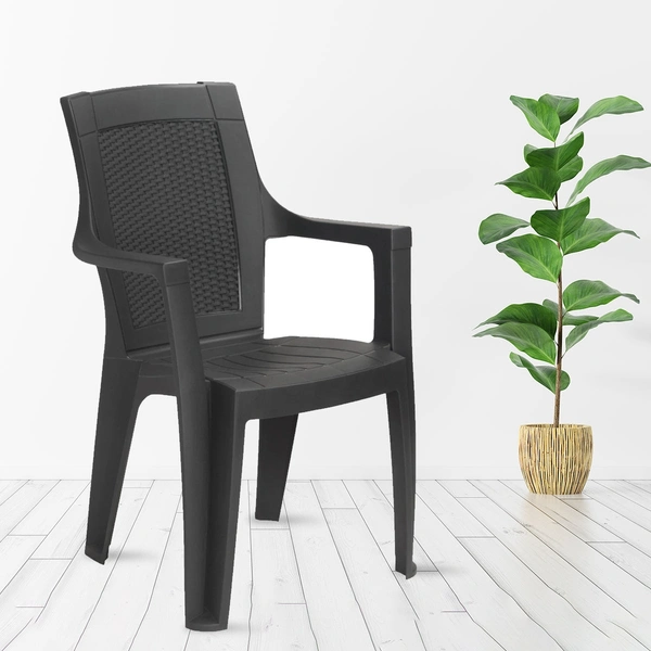 Nilkamal Mystique High Back Chair With Arm (Charcoal Grey) - C Grey 