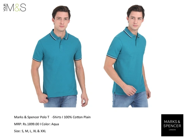 Marks & Spencer Polo T-Shirts Aqua blue M&S T Shirts - S M L Xl XXL, Aqua, Bangalore 24 hrs up to 72 hours / Other Cities 4 to 7 days., DAR