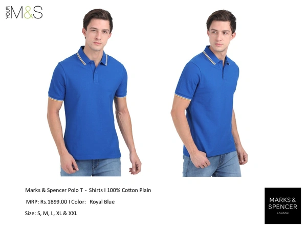 Marks & Spencer Polo T-Shirts Royal Blue M&S T Shirts - S M L Xl XXL, royal blue, Bangalore 24 hrs up to 72 hours / Other Cities 4 to 7 days., DAR