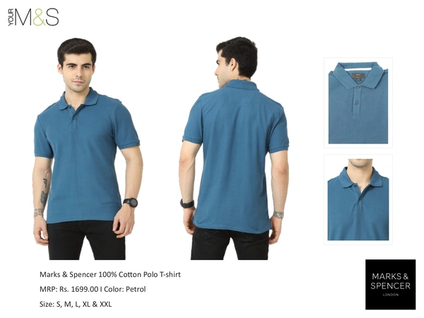 Marks & Spencer Polo T-Shirts Petrol M&S T Shirts - S M L Xl XXL, petrol, Bangalore 24 hrs up to 72 hours / Other Cities 4 to 7 days., DAR