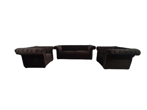 Manchester Chesterfield Fabric Sofa Brown 3+1+1 - Bangalore 24 hrs up to 72 hours