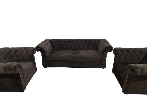 Manchester Chesterfield Fabric Sofa Brown 3+1+1 - Bangalore 24 hrs up to 72 hours