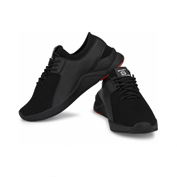 Black Solid Running Shoes For Men - Black, 6