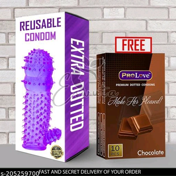 Mens EXTRA PLEASURE CONDOM WITH PROLOVE CHOCOLATE 10 PIECE PACK
