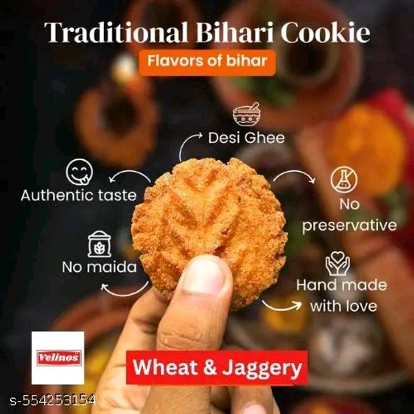 Velinos Traditional Bihari Thekua – 250gm | Jaggery Wheat Snack - Pack Of 3