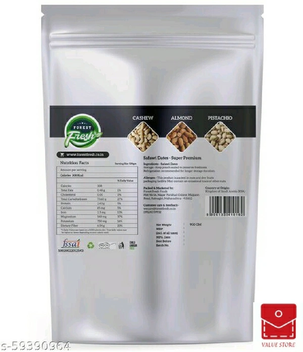 Forest Fresh Safawi Dates (Kalmi Dates) - Super Premium Saudi Arabian Dates Khajoor - 900 gm