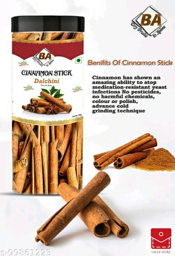 BA Dryfruits and Spices 100% Natural Cinnamon, Dalchini Sticks (Whole Spices) (500g)  (5 x 100g)