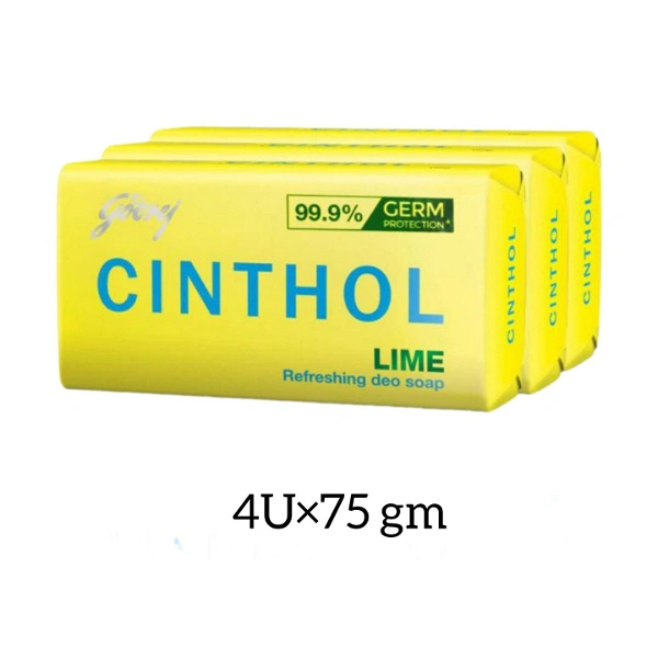 Cinthol Lime  - 4 Pcs ×75 gm