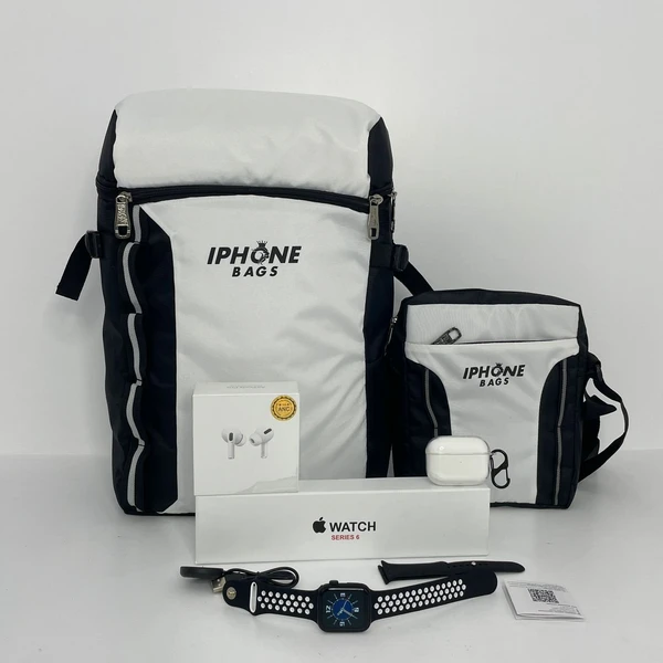 Cybzone Exclusive Combo Offer, Series 7 Smartwatch, Bagpack, Side Bag, AirPods Pro Case And AirPods Pro Usa - Black Strap