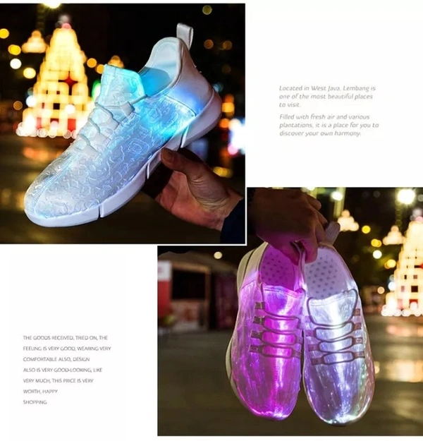 Fiber Optic LED Shoes, Light Up Shoes for Women Men USB Charging Flashing Luminous Trainers - 42
