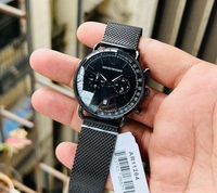Emprio Armani Aviator Ar112641 Black Steel Strap Combined With Black Dial Original Mode - 1 Year cybzone Warranty
