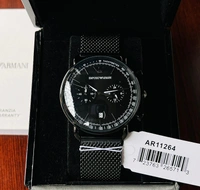 Emprio Armani Aviator Ar112641 Black Steel Strap Combined With Black Dial Original Mode - 1 Year cybzone Warranty