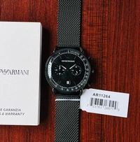 Emprio Armani Aviator Ar112641 Black Steel Strap Combined With Black Dial Original Mode - 1 Year cybzone Warranty