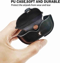 Leather Earphone Case - Cover Drop- Proof Anti- Scratch Charging Earphones Shell for Storage Pro Headphones Leather Bag Portable Accessories Light Case Brown