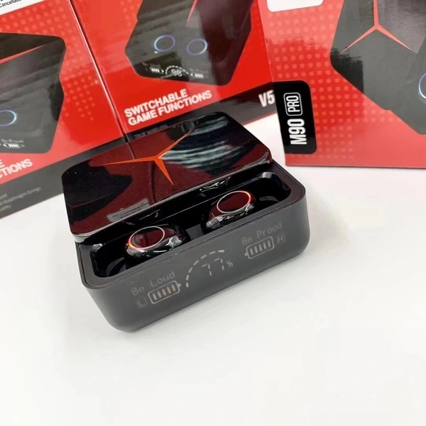 Deamflum Earbuds M90 PRO with Power Bank Upto 48 Hours Playback Bluetooth Headset (Black, True Wireless) 