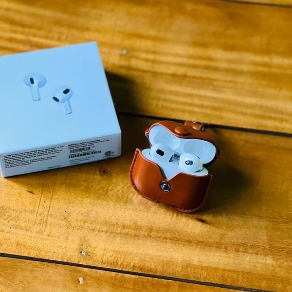 Air Pods 3rd Generation With Premium Leather Case | Pop up Window - Brown