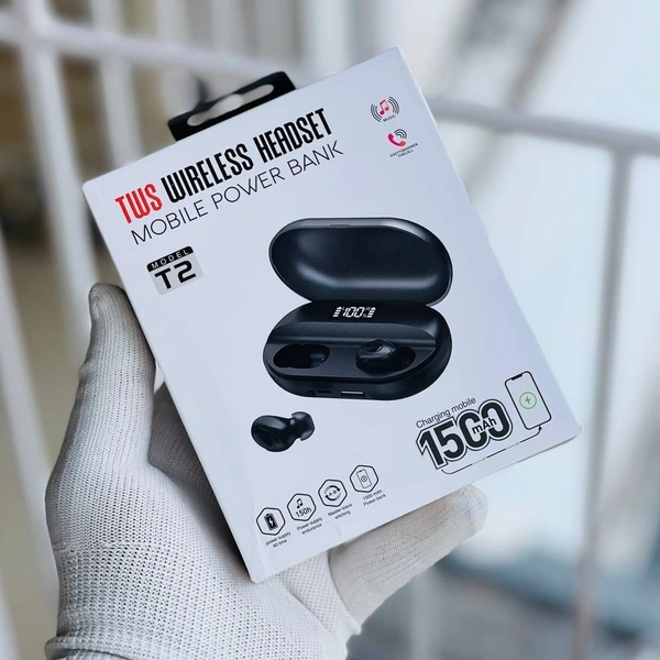 T2 Tws Wireless Earbud | 1500 mAh Battery Capacity Upto 8 hours Backup