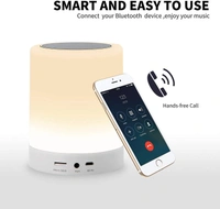 LED Touch Lamp Bluetooth Speaker, Wireless HiFi Speaker Light, USB Rechargeable Portable - 