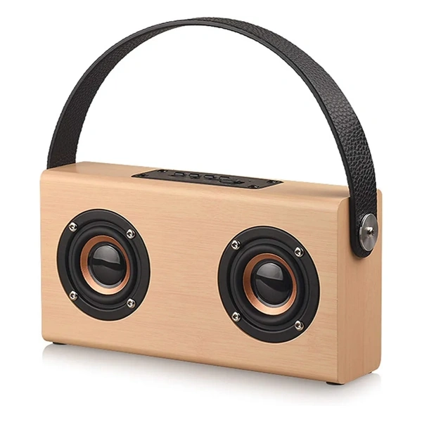 D10 Wood Double Speaker Bluetooth Speaker Handle Portable Square Dancing Mini Speaker Outdoor - Yellow
