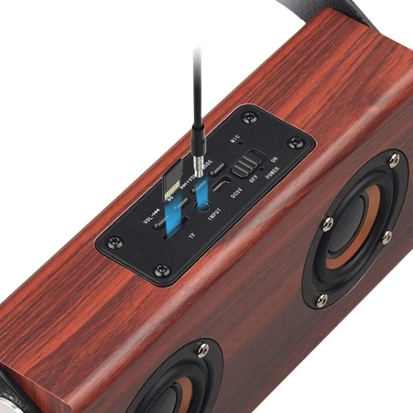 D10 Wood Double Speaker Bluetooth Speaker Handle Portable Square Dancing Mini Speaker Outdoor - Yellow