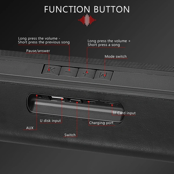 Portable Bluetooth Speaker Dynamic Thunder Sound With High Bass 10 W Bluetooth Speaker (Black, Stereo Channel) - 3 Month Cybzone Warranty