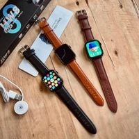 Wearfit HW8 Max Series 8 With Premium Leather Strap | NFC Support | Best Software Experience and Always On Display - 3 Months Cybzone Warranty, Brown