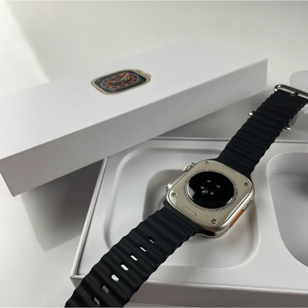  H11 Ultra Plus Smartwatch 49mm Compass Working | Titanium Alloy Case With Strap Lock And Real Screw On The Back - Black, 3 Months Cybzone Warranty, Black Ocean Strap