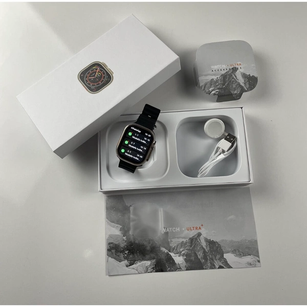  H11 Ultra Plus Smartwatch 49mm Compass Working | Titanium Alloy Case With Strap Lock And Real Screw On The Back - Black, 3 Months Cybzone Warranty, Black Ocean Strap