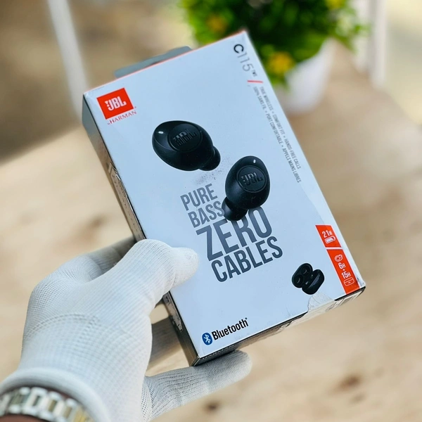 Original Product JBL C115 True Wireless in Ear Earbuds with Mic, Jumbo 21 Hours Playtime with Quick Charge, True Bass, Dual Connect, Bluetooth 5.0, Type C and Voice Assistant Support for Mobile Phones (Black) - 5 Months Cybzone Wattanty, Black