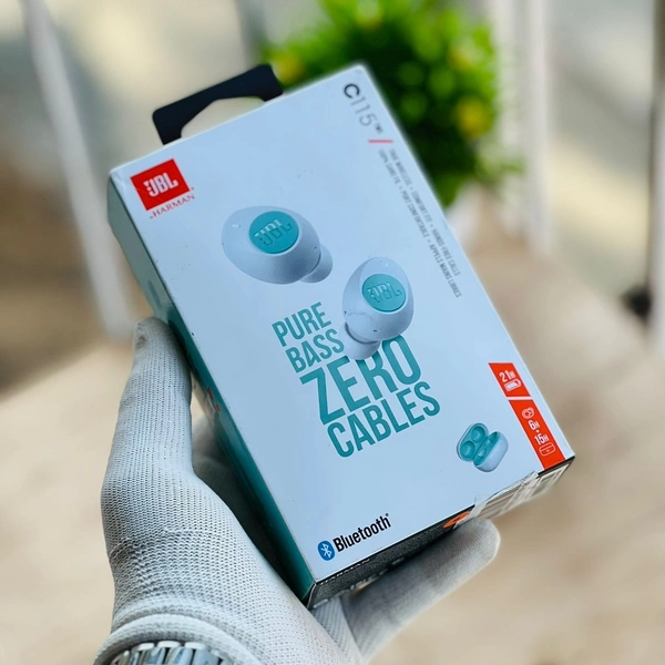 Original Product JBL C115 True Wireless in Ear Earbuds with Mic, Jumbo 21 Hours Playtime with Quick Charge, True Bass, Dual Connect, Bluetooth 5.0, Type C and Voice Assistant Support for Mobile Phones (Black) - 5 Months Cybzone Wattanty, Mint