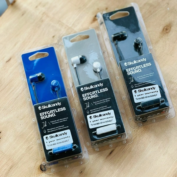 Original Product Buy 1 Skullcandy Original Wired Earphone  & Get 1 Skullcandy Original Wired Earphone For Free, Skullcandy Jib Headset with mic (White, In the Ear) - Blue
