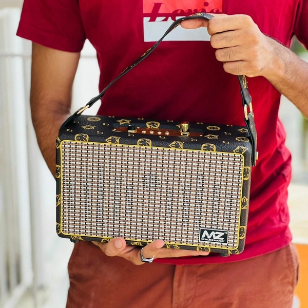 Original Product MZ M434SP Dynamic Thunder Sound with High Bass 16 W Bluetooth Party Speaker (Brown, Stereo Channel) - Print