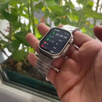  H11 Ultra Plus Smartwatch 49mm Compass Working | Titanium Alloy Case With Strap Lock And Real Screw On The Back - Black, 3 Months Cybzone Warranty, With Silver Mettal Strap